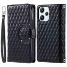For Xiaomi Redmi 13 4G Glitter Lattice Zipper Wallet Leather Phone Case(Black) - 1