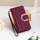 For Xiaomi Redmi 13 4G Glitter Lattice Zipper Wallet Leather Phone Case(Wine Red) - 2