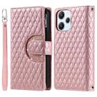 For Xiaomi Redmi 13 4G Glitter Lattice Zipper Wallet Leather Phone Case(Rose Gold) - 1