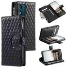 For Motorola Moto E14 Glitter Lattice Zipper Wallet Leather Phone Case(Black) - 1