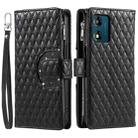 For Motorola Moto E14 Glitter Lattice Zipper Wallet Leather Phone Case(Black) - 3