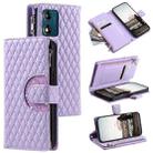 For Motorola Moto E14 Glitter Lattice Zipper Wallet Leather Phone Case(Purple) - 1