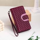 For Motorola Moto E14 Glitter Lattice Zipper Wallet Leather Phone Case(Wine Red) - 2