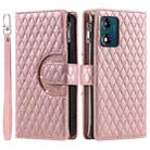 For Motorola Moto E14 Glitter Lattice Zipper Wallet Leather Phone Case(Rose Gold) - 3