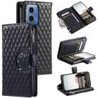 For Motorola Moto G85 Glitter Lattice Zipper Wallet Leather Phone Case(Black) - 1