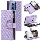 For Motorola Moto G85 Glitter Lattice Zipper Wallet Leather Phone Case(Purple) - 1