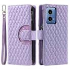 For Motorola Moto G85 Glitter Lattice Zipper Wallet Leather Phone Case(Purple) - 3