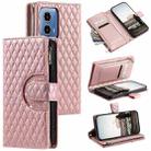 For Motorola Moto G85 Glitter Lattice Zipper Wallet Leather Phone Case(Rose Gold) - 1