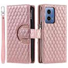 For Motorola Moto G85 Glitter Lattice Zipper Wallet Leather Phone Case(Rose Gold) - 3