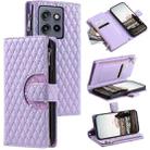 For Motorola Edge 50 Neo Glitter Lattice Zipper Wallet Leather Phone Case(Purple) - 1