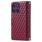 For Motorola Edge 60 Pro Glitter Lattice Zipper Wallet Leather Phone Case(Wine Red) - 3