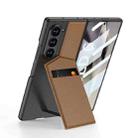 For Samsung Galaxy Z Fold6 GKK Integrated Rotor Bracket Recessed Card Bag Phone Case(Brown) - 1