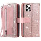 For Xiaomi Redmi 13 4G Nine Card Zipper Bag Leather Phone Case with Lanyard(Pink) - 1