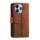For Xiaomi Redmi Note 14 5G Nine Card Zipper Bag Leather Phone Case with Lanyard(Brown) - 3