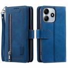For Xiaomi Redmi Note 14 5G Nine Card Zipper Bag Leather Phone Case with Lanyard(Blue) - 1