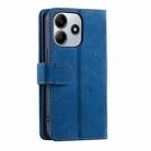 For Xiaomi Redmi Note 14 5G Nine Card Zipper Bag Leather Phone Case with Lanyard(Blue) - 3