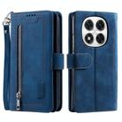 For Redmi Note 14 Pro 4G Nine Card Zipper Bag Leather Phone Case with Lanyard(Blue) - 1