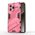 For Redmi K80 Pro Punk Armor 2 in 1 PC + TPU Phone Case with Holder(Light Red) - 1