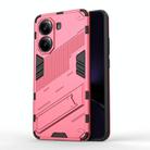 For Redmi Note Turbo 4 Punk Armor 2 in 1 PC + TPU Phone Case with Holder(Light Red) - 1