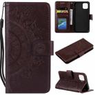 For Xiaomi Redmi 13 4G Totem Flower Embossed Leather Phone Case with Lanyard(Brown) - 1