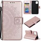 For Xiaomi Redmi 13 4G Totem Flower Embossed Leather Phone Case with Lanyard(Rose Gold) - 1