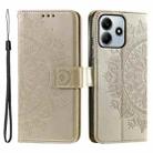 For Xiaomi Redmi Note 14 5G Totem Flower Embossed Leather Phone Case with Lanyard(Rose Gold) - 1