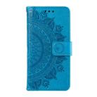 For Redmi Note 14 4G EU 164.84mm Totem Flower Embossed Leather Phone Case with Lanyard(Blue) - 2