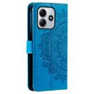 For Redmi Note 14 4G EU 164.84mm Totem Flower Embossed Leather Phone Case with Lanyard(Blue) - 3