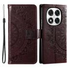 For Redmi Note 14 Pro 4G Totem Flower Embossed Leather Phone Case with Lanyard(Brown) - 1