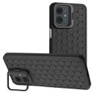 For Motorola Moto G14 Honeycomb Radiating Lens Holder TPU Phone Case(Black) - 1