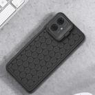 For Motorola Moto G14 Honeycomb Radiating Lens Holder TPU Phone Case(Black) - 2