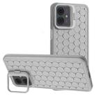 For Motorola Moto G14 Honeycomb Radiating Lens Holder TPU Phone Case(Grey) - 1