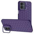 For Motorola Moto G14 Honeycomb Radiating Lens Holder TPU Phone Case(Purple) - 1