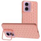 For Motorola Moto G24 / G04 Honeycomb Radiating Lens Holder TPU Phone Case(Pink) - 1