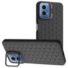 For Motorola Moto G34 Honeycomb Radiating Lens Holder TPU Phone Case(Black) - 1