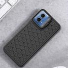 For Motorola Moto G34 Honeycomb Radiating Lens Holder TPU Phone Case(Black) - 2