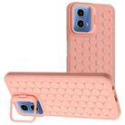 For Motorola Moto G34 Honeycomb Radiating Lens Holder TPU Phone Case(Pink) - 1