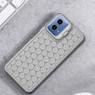 For Motorola Moto G34 Honeycomb Radiating Lens Holder TPU Phone Case(Grey) - 2