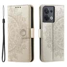 For Motorola Edge 50 Ultra Totem Flower Embossed Leather Phone Case with Lanyard(Gold) - 1