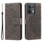 For Motorola Edge 50 Ultra Totem Flower Embossed Leather Phone Case with Lanyard(Grey) - 1