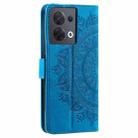 For Motorola Edge 50 Ultra Totem Flower Embossed Leather Phone Case with Lanyard(Blue) - 3