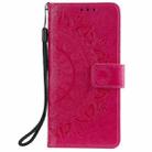 For Motorola Edge 50 Fusion Totem Flower Embossed Leather Phone Case with Lanyard(Red) - 2
