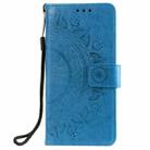 For Motorola Edge 50 Fusion Totem Flower Embossed Leather Phone Case with Lanyard(Blue) - 2