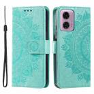 For Motorola Moto G85 Totem Flower Embossed Leather Phone Case with Lanyard(Green) - 1