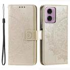 For Motorola Moto G85 Totem Flower Embossed Leather Phone Case with Lanyard(Gold) - 1