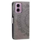 For Motorola Moto G85 Totem Flower Embossed Leather Phone Case with Lanyard(Grey) - 3