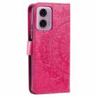 For Motorola Moto G85 Totem Flower Embossed Leather Phone Case with Lanyard(Red) - 3