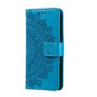 For Motorola Moto G85 Totem Flower Embossed Leather Phone Case with Lanyard(Blue) - 2