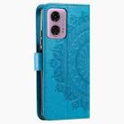 For Motorola Moto G85 Totem Flower Embossed Leather Phone Case with Lanyard(Blue) - 3