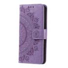 For Motorola Moto G85 Totem Flower Embossed Leather Phone Case with Lanyard(Purple) - 2